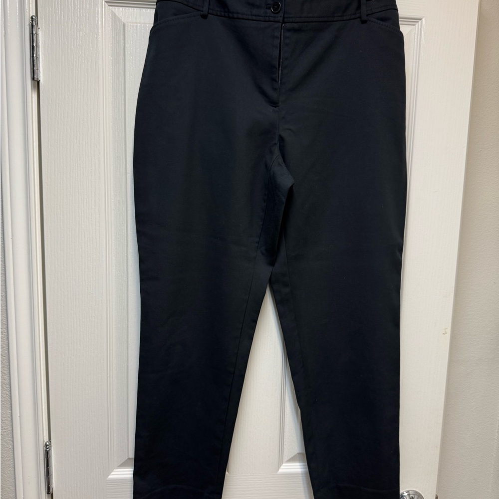 Black Dress Pants with Straight Leg Cut and Smooth Fabric